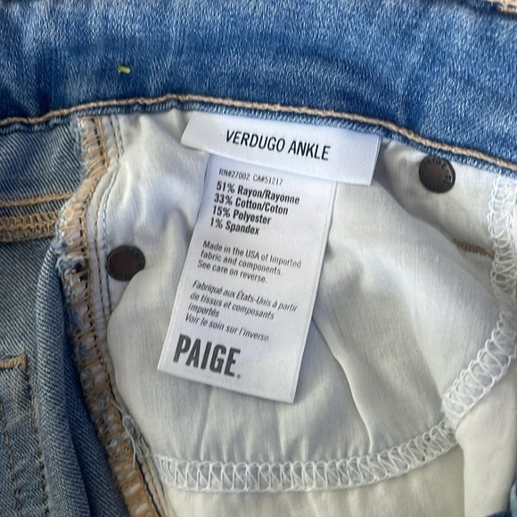 Paige Verdugo Transcend 2.0  Mid Rise light wash Ankle  jeans size 25 NWT - Picture 10 of 11